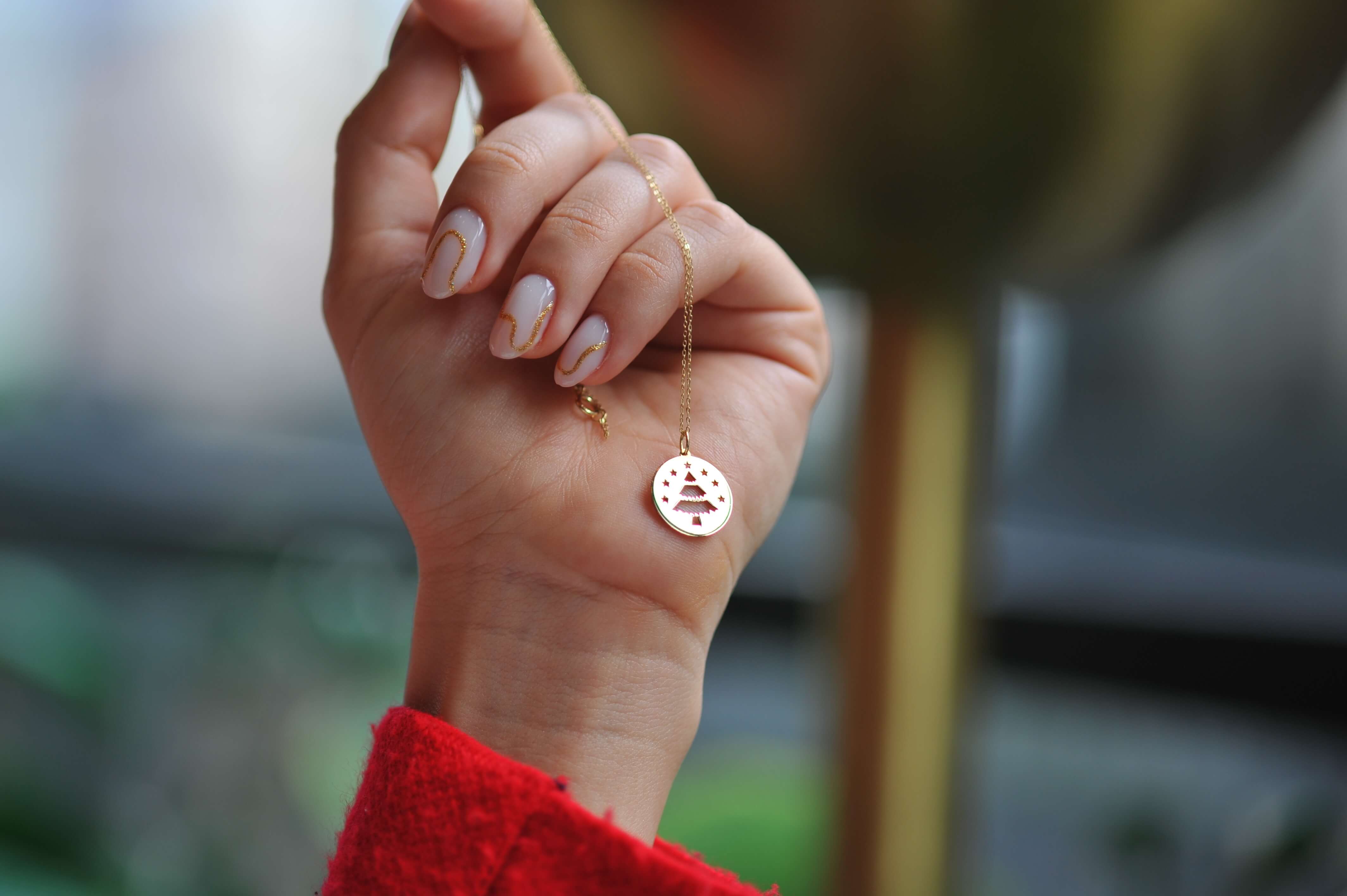 14K Solid Gold Evergreen Tree Necklace